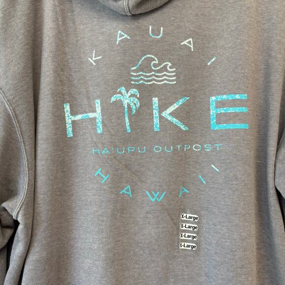 Techstyles Kauai Hawaii Hike Hoodie XL NWT Weathered Gray Hike Outdoors Cozy - Picture 8 of 10